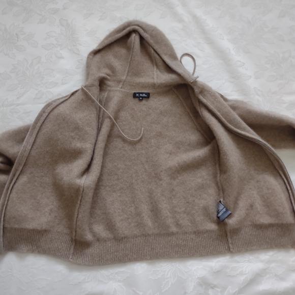 M. Miller luxury cashmere Made in Nepal crystals cardigan hoodie front zipper - Picture 8 of 12